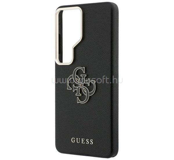 CG MOBILE Samsung S26 Ultra GUESS GRAINED BIG 4G METAL LOGO szilikon telefonvédő ütésállóság, bőr hatású hátlap, FEKETE