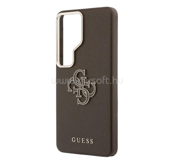 CG MOBILE Samsung S26 Ultra GUESS GRAINED BIG 4G METAL LOGO szilikon telefonvédő ütésállóság, bőr hatású hátlap, SÖTÉTBARNA