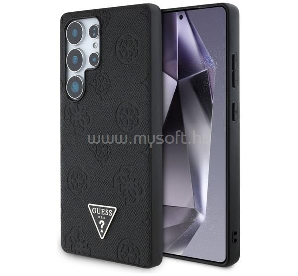 CG MOBILE Samsung S25 Ultra GUESS GRAINED HOT STAMP PEONY PATTERN szilikon telefonvédő ütésállóság, MagSafe, FEKETE