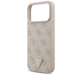 CG MOBILE iPhone 18 Pro Max GUESS LEATHER 4G TRIANGLE STRASS MAGSAFE szilikon telefonvédő bőr hatású hátlap, MagSafe, RÓZSASZÍN GUHMP17XP4TDPLP small