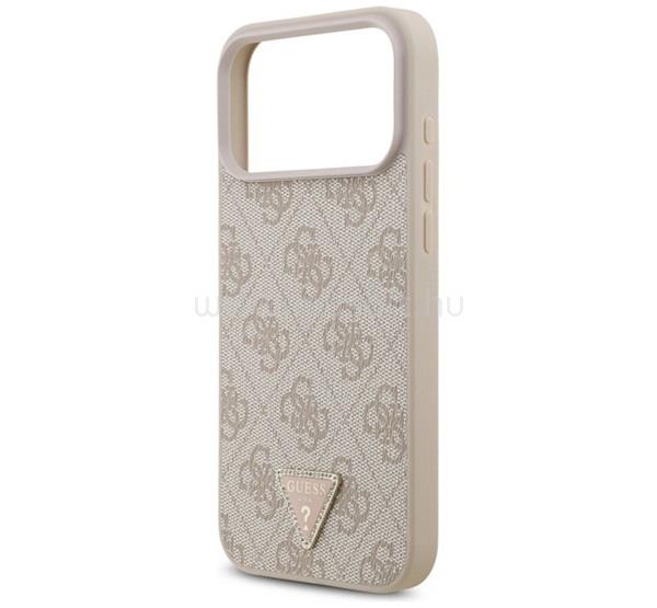 CG MOBILE iPhone 18 Pro Max GUESS LEATHER 4G TRIANGLE STRASS MAGSAFE szilikon telefonvédő bőr hatású hátlap, MagSafe, RÓZSASZÍN