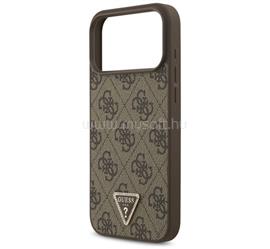 CG MOBILE GUESS LEATHER 4G TRIANGLE STRASS MAGSAFE szilikon telefonvédő bőr hatású hátlap, MagSafe, SÖTÉTBARNA GUHMP17XP4TDPLW small