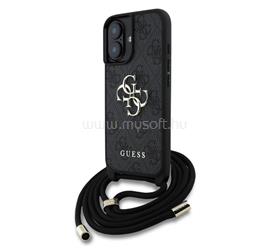 CG MOBILE GUESS PU 4G METAL LOGO CROSSBODY STRAP műanyag telefonvédő ütésállóság, bőr hatású hátlap + vállpánt, FEKETE GUHCP16SP4GMGCRK small
