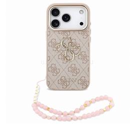 CG MOBILE GUESS PU 4G METAL LOGO STRAP műanyag telefonvédő ütésállóság, bőr hatású hátlap + kézpánt, RÓZSASZÍN GUHCP18XP4GMGSCP small