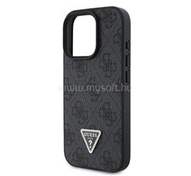 CG MOBILE iPhone 16 Pro Max GUESS PU 4G STRASS TRIANGLE METAL LOGO műanyag telefonvédő ütésállóság, bőr hatású hátlap, FEKETE GUHCP16XP4TDPK small