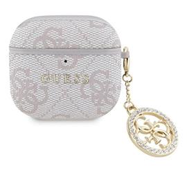 CG MOBILE GUESS SCRIPT CHARMS szilikon tok textil minta, telefondísz, RÓZSASZÍN Apple AirPods 4 GUA4P4E4CDP small