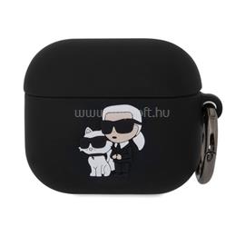 CG MOBILE KARL LAGERFELD 3D LOGO NFT KARL AND CHOUPETTE szilikon tok karabíner FEKETE Apple AirPods 3 KLA3RUNKC small