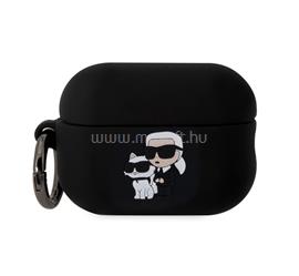 CG MOBILE KARL LAGERFELD 3D LOGO NFT KARL AND CHOUPETTE szilikon tok karabíner FEKETE Apple AirPods Pro 2 KLAP2RUNKC small