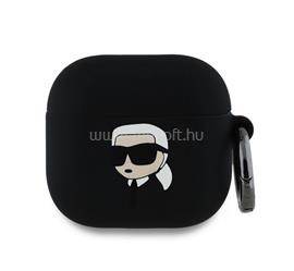 CG MOBILE KARL LAGERFELD 3D LOGO NFT KARL HEAD szilikon tok karabíner FEKETE Apple AirPods 4 KLA4RUNIKK small
