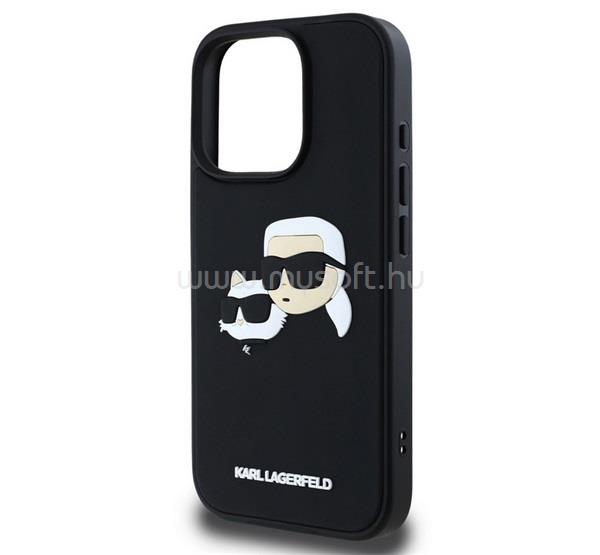 CG MOBILE iPhone 16 Pro Max KARL LAGERFELD 3D RUBBER DOUBLE HEADS szilikon telefonvédő ütésállóság, 3D, FEKETE
