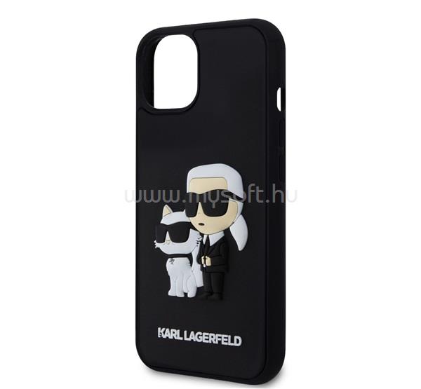 CG MOBILE iPhone 13 KARL LAGERFELD 3D RUBBER KARL AND CHOUPETTE szilikon telefonvédő ütésállóság, műanyag hátlap, FEKETE