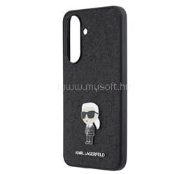CG MOBILE Samsung A37 5G KARL LAGERFELD FIXED GLITTER METAL IKONIK szilikon telefonvédő ütésállóság, bőr hatású hátlap, FEKETE KLHCSA37GKNPSK small
