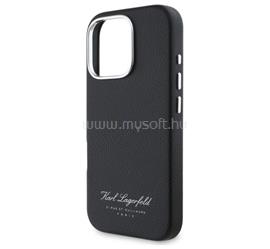 CG MOBILE iPhone 16 Pro KARL LAGERFELD GRAINED PU HOTEL RSG szilikon telefonvédő ütésállóság, bőr hatású hátlap, FEKETE KLHCP16LPGWCMKHK small
