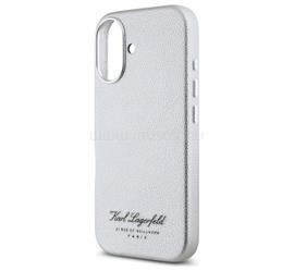 CG MOBILE iPhone 16 KARL LAGERFELD GRAINED PU HOTEL RSG szilikon telefonvédő ütésállóság, bőr hatású hátlap, VILÁGOSSZÜRKE KLHCP16SPGWCMKHG small