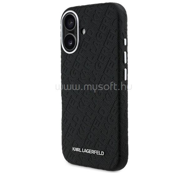 CG MOBILE iPhone 16 KARL LAGERFELD GRAINED PU REPEATED LOGO MAGSAFE szilikon telefonvédő ütésállóság, MagSafe, FEKETE