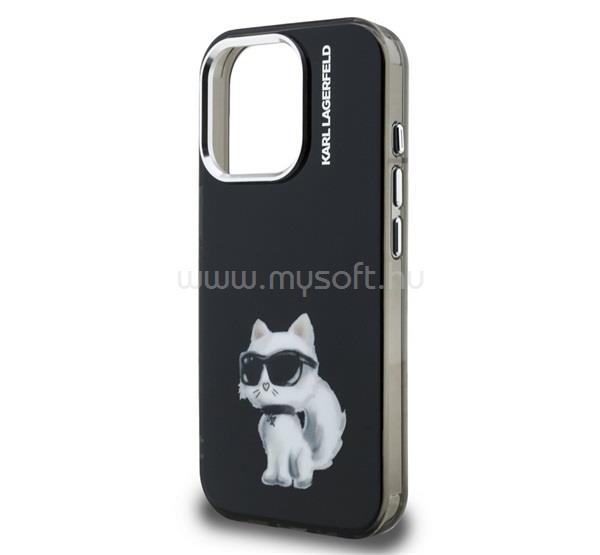 CG MOBILE iPhone 15 Pro KARL LAGERFELD IML AQUARELLE CHOUPETTE szilikon telefonvédő ütésállóság, kameravédő, FEKETE