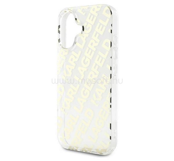 CG MOBILE iPhone 16 KARL LAGERFELD IML ELECTROPLATED REPEATED LOGO szilikon telefonvédő ütésállóság ARANY