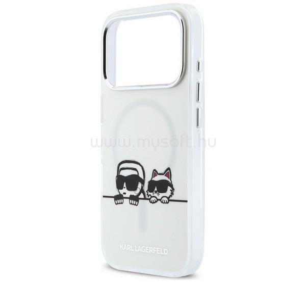 CG MOBILE iPhone 18 Pro Max KARL LAGERFELD IML KARL & CHOUPETTE PEEKABOO LOGO szilikon telefonvédő ütésállóság, MagSafe, FEHÉR