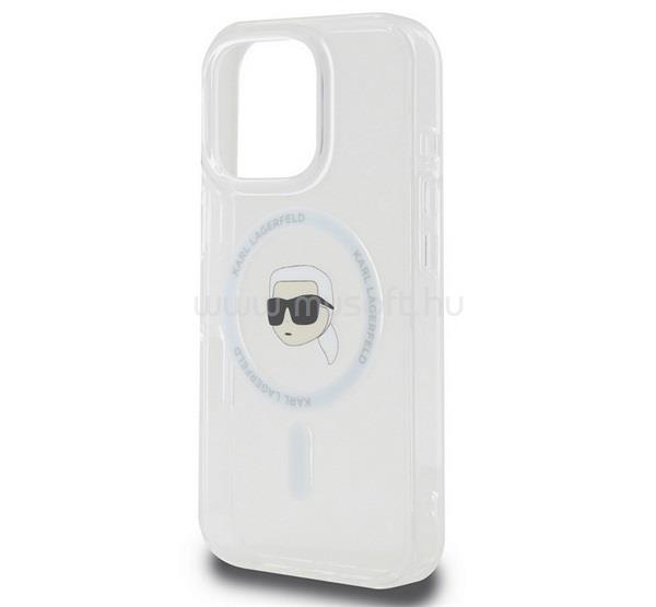 CG MOBILE iPhone 16 Pro KARL LAGERFELD IML KARL HEAD METAL FRAME MAGSAFE szilikon telefonvédő ütésállóság, MagSafe, ÁTLÁTSZÓ