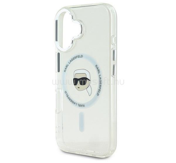 CG MOBILE iPhone 16 KARL LAGERFELD IML KARL HEAD METAL FRAME MAGSAFE szilikon telefonvédő ütésállóság, MagSafe, ÁTLÁTSZÓ