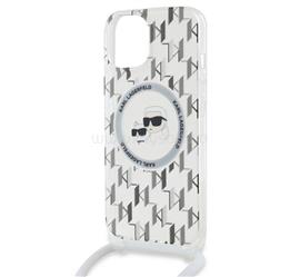 CG MOBILE KARL LAGERFELD IML MONOGRAM CROSSBODY K&CH HEADS MAGSAFE szilikon telefonvédő ütésállóság, nyakpánt, ÁTLÁTSZÓ KLHMP15SHCKCKLCT small