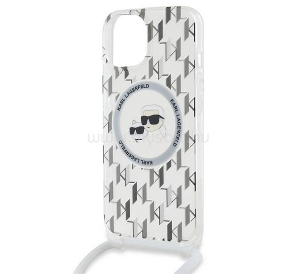 CG MOBILE KARL LAGERFELD IML MONOGRAM CROSSBODY K&CH HEADS MAGSAFE szilikon telefonvédő ütésállóság, nyakpánt, ÁTLÁTSZÓ