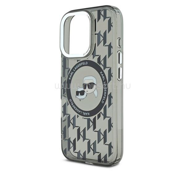 CG MOBILE iPhone 16 Pro Max KARL LAGERFELD IML MONOGRAM K&CH HEADS MAGSAFE szilikon telefonvédő ütésállóság, MagSafe, FEKETE