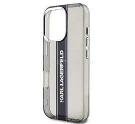 CG MOBILE iPhone 16 Pro Max KARL LAGERFELD IML STRIPE LOGO szilikon telefonvédő ütésállóság, kameravédő, FEKETE KLHCP16XHCFCPSCK small