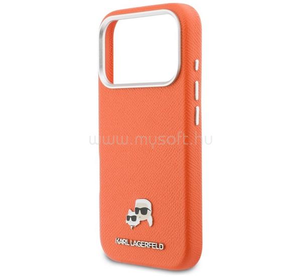 CG MOBILE KARL LAGERFELD KARL & CHOUPETTE PINS SAFFIANO szilikon telefonvédő ütésállóság, MagSafe, NARANCSSÁRGA