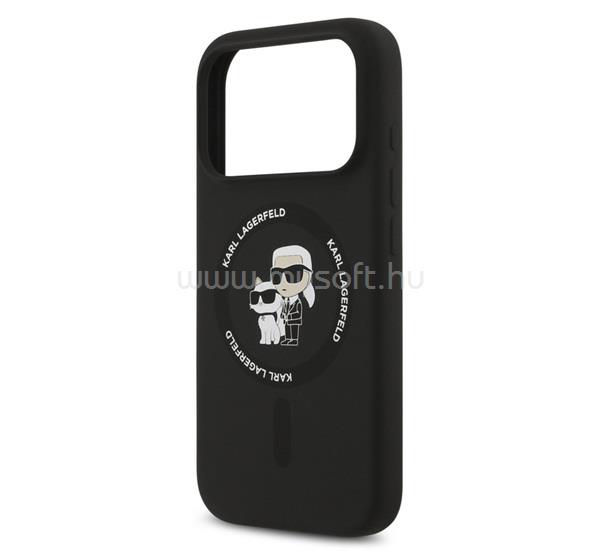 CG MOBILE KARL LAGERFELD LIQUID SILICONE KARL AND CHOUPETTE MAGSAFE szilikon telefonvédő ütésállóság, MagSafe, FEKETE