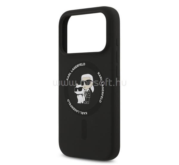 CG MOBILE KARL LAGERFELD LIQUID SILICONE KARL AND CHOUPETTE MAGSAFE szilikon telefonvédő ütésállóság, MagSafe, FEKETE