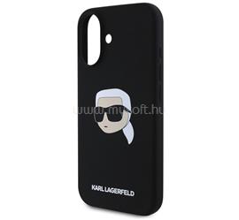 CG MOBILE iPhone 16 KARL LAGERFELD LIQUID SILICONE KARL HEAD MAGSAFE szilikon telefonvédő ütésállóság, MagSafe, FEKETE KLHMP16SSKHPPLK small