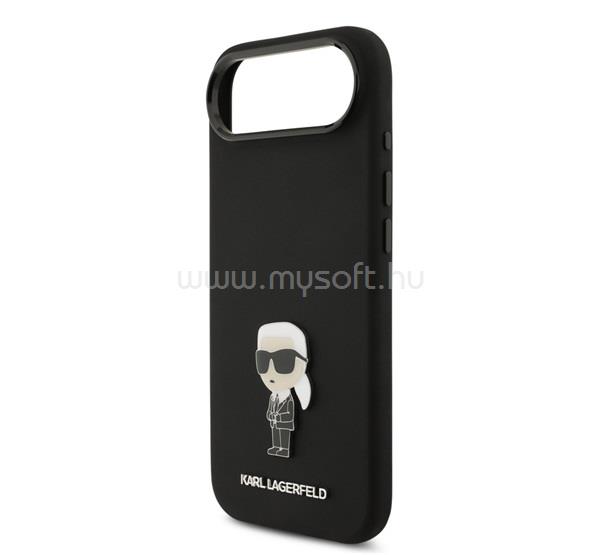 CG MOBILE iPhone Air KARL LAGERFELD LIQUID SILICONE METAL IKONIK CASE szilikon telefonvédő ütésállóság, kameravédő, FEKETE