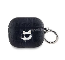 CG MOBILE KARL LAGERFELD PU EMBOSSED CHOUPETTE HEAD szilikon tok ütésállóság, karabíner, FEKETE Apple AirPods 3 KLA3PGCHPK small