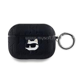 CG MOBILE KARL LAGERFELD PU EMBOSSED CHOUPETTE HEAD szilikon tok ütésállóság, karabíner, FEKETE Apple AirPods Pro KLAPPGCHPK small