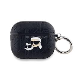 CG MOBILE KARL LAGERFELD PU EMBOSSED KARL AND CHOUPETTE HEADS szilikon tok ütésállóság, karabíner, FEKETE Apple AirPods 3 KLA3PGKCPK small