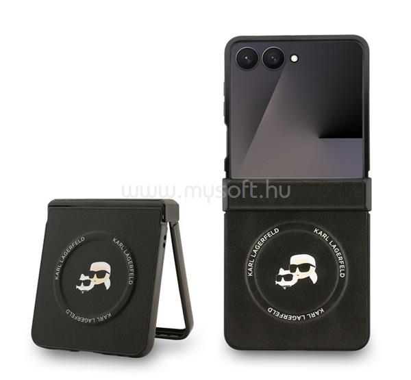 CG MOBILE Samsung Z Flip7 KARL LAGERFELD PU KARL AND CHOUPETTE HEADS szilikon telefonvédő ütésállóság, MagSafe, FEKETE