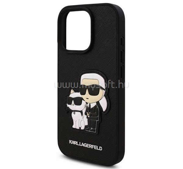 CG MOBILE iPhone 16 Pro Max KARL LAGERFELD PU SAFFIANO KARL AND CHOUPETTE szilikon telefonvédő ütésállóság, 3D, FEKETE