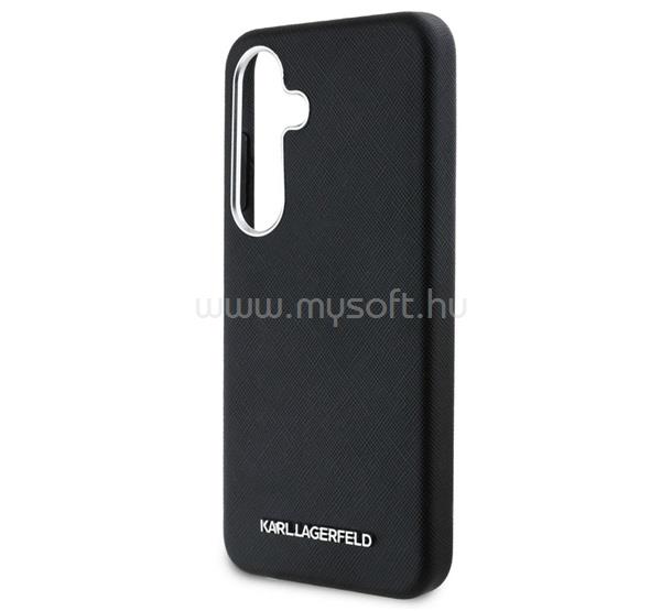 CG MOBILE Samsung S25 KARL LAGERFELD PU SAFFIANO METAL LOGO AND FRAME szilikon telefonvédő ütésállóság, 3D, FEKETE