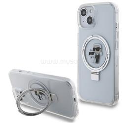 CG MOBILE iPhone 15 / 14 KARL LAGERFELD RING STAND KARL&CHOUPETTE MAGSAFE szilikon telefonvédő ütésállóság, kitámasztó, FEHÉR KLHMP15SHMRSKCH small