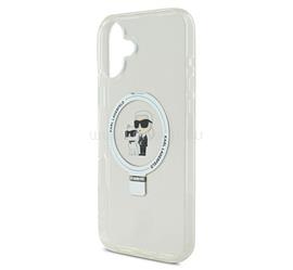 CG MOBILE iPhone 16 KARL LAGERFELD RINGSTAND KARL AND CHOUPETTE MAGSAFE szilikon telefonvédő ütésállóság, kitámasztó, FEHÉR KLHMP16SHMRSKCH small