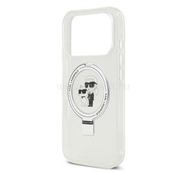 CG MOBILE iPhone 18 Pro KARL LAGERFELD RINGSTAND KARL AND CHOUPETTE MAGSAFE szilikon telefonvédő ütésállóság, kitámasztó, FEHÉR KLHMP17LHMRSKCH small