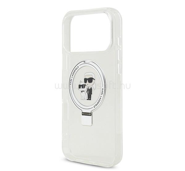 CG MOBILE KARL LAGERFELD RINGSTAND KARL AND CHOUPETTE MAGSAFE szilikon telefonvédő ütésállóság, kitámasztó, FEHÉR