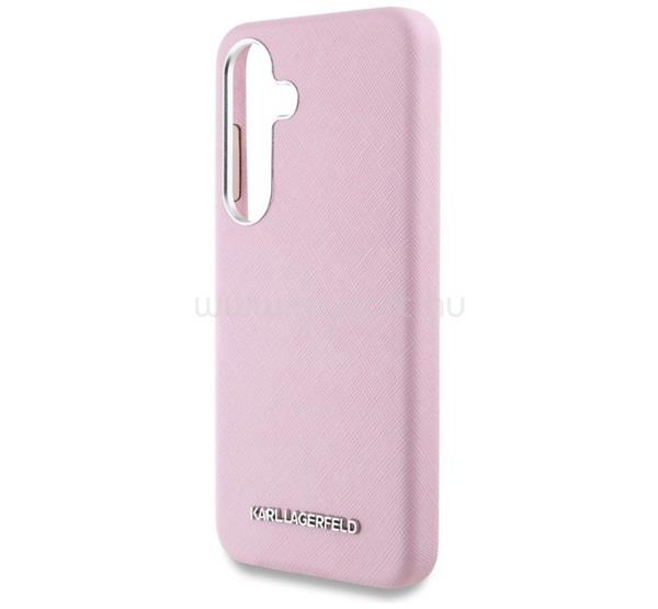 CG MOBILE KARL LAGERFELD SAFFIANO FULL WRAPPED ELONGATED METAL LOGO szilikon telefonvédő ütésállóság, MagSafe, RÓZSASZÍN