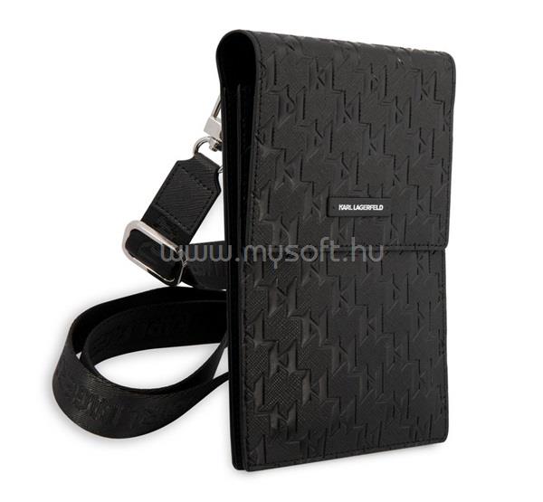 CG MOBILE KARL LAGERFELD SAFFIANO MONOGRAM kézitáska álló univerzális, vállpánt, FEKETE
