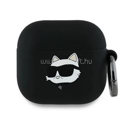 CG MOBILE KARL LAGERFELD SILICONE CHOUPETTE HEAD 3D szilikon tok ütésállóság, karabíner, FEKETE Apple AirPods 4 KLA4RUNCHK small