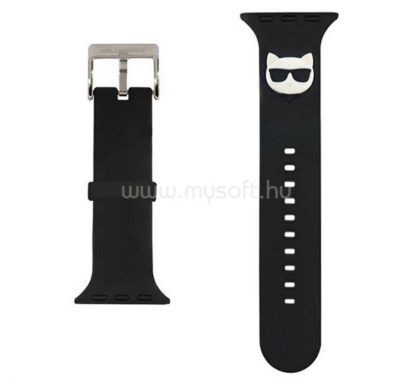 CG MOBILE KARL LAGERFELD SILICONE CHOUPETTE HEAD pótszíj egyedi méret, fém csat, FEKETE