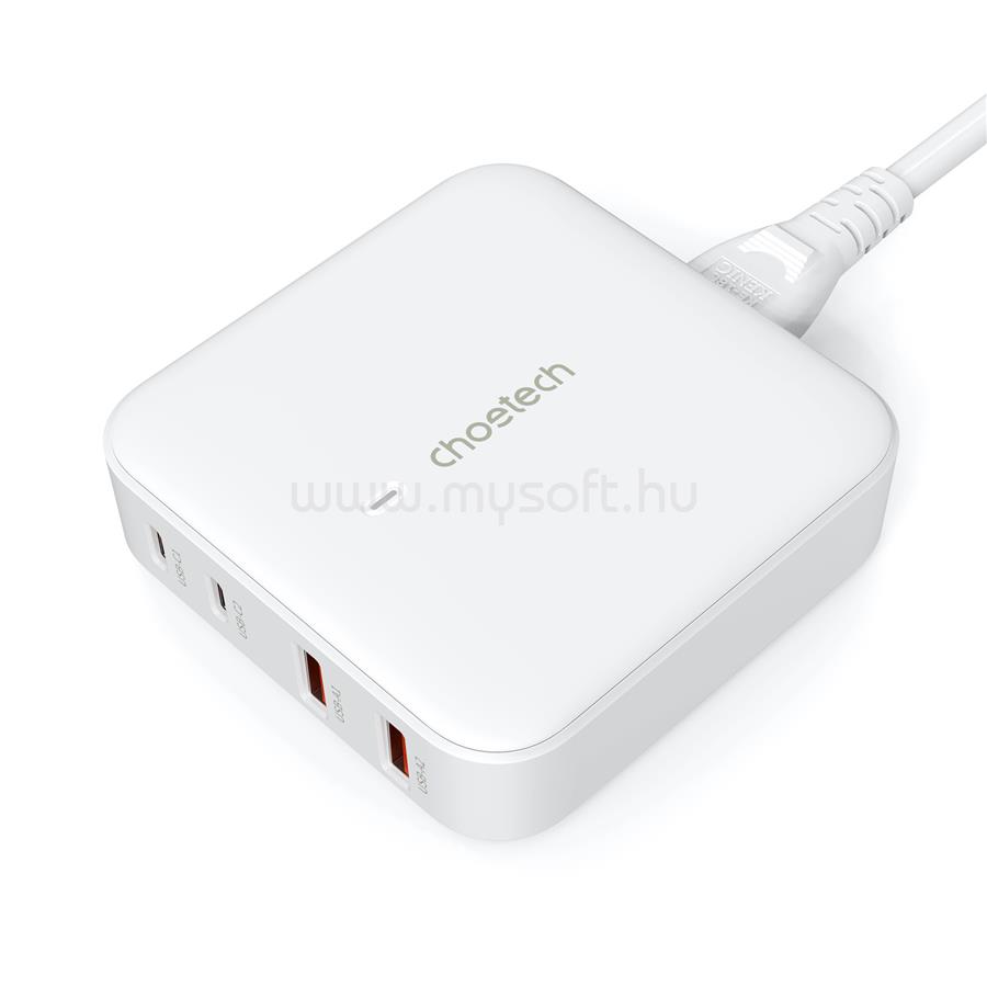 CHOETECH 2*USB-C+2*USB-A 4port,asztali,100W GAN töltő (fehér)