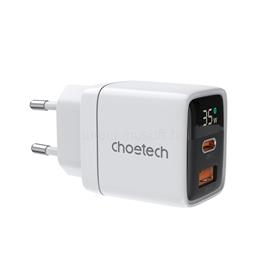CHOETECH USB-C+USB-A 35W LED, fali töltő (fehér) PD6052 small