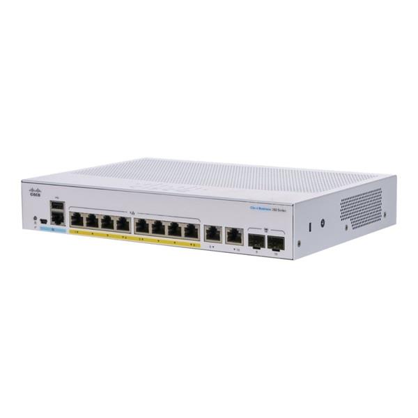 CISCO CBS250-8P-E-2G 8x GbE PoE+ LAN 2x combo GbE RJ45/SFP port L3 menedzselhető PoE+ switch